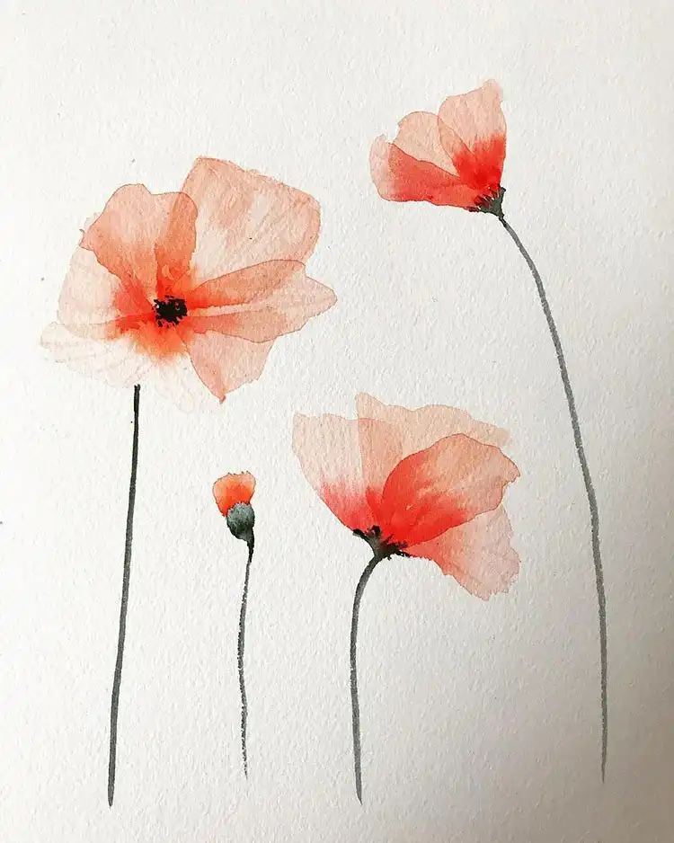 A watercolor painting featuring flowers in muted colors like browns, blues, and greens for a tranquil effect.