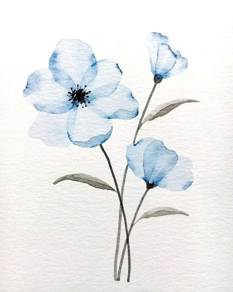 A detailed yet soft single watercolor rose painting, highlighting individual petal beauty and form.