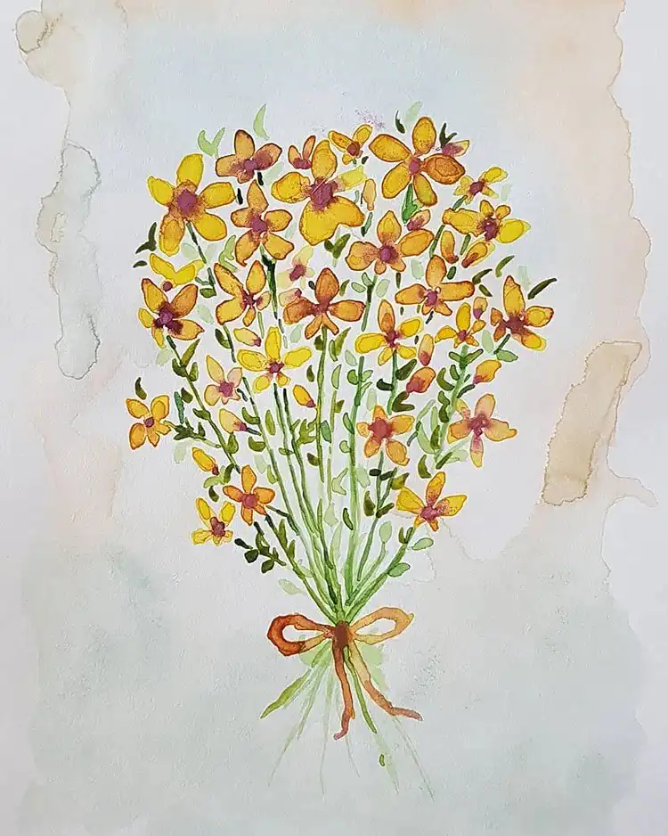 Elegant watercolor flowers painted in muted colors, demonstrating sophistication and graceful artistry.