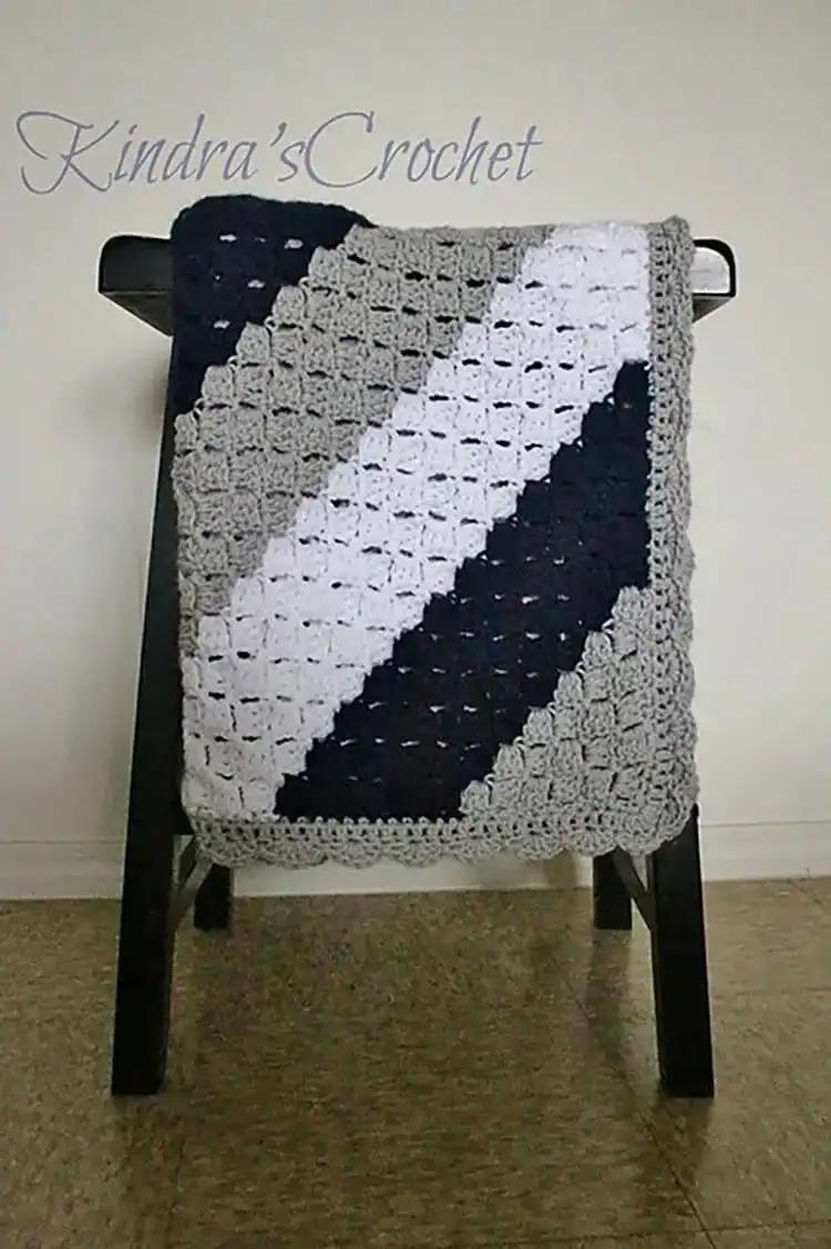 A visual guide illustrating the C2C Corner Start Tutorial with step-by-step stitches.