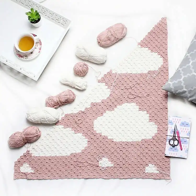 A blanket created from various Corner to Corner Motifs joined together.