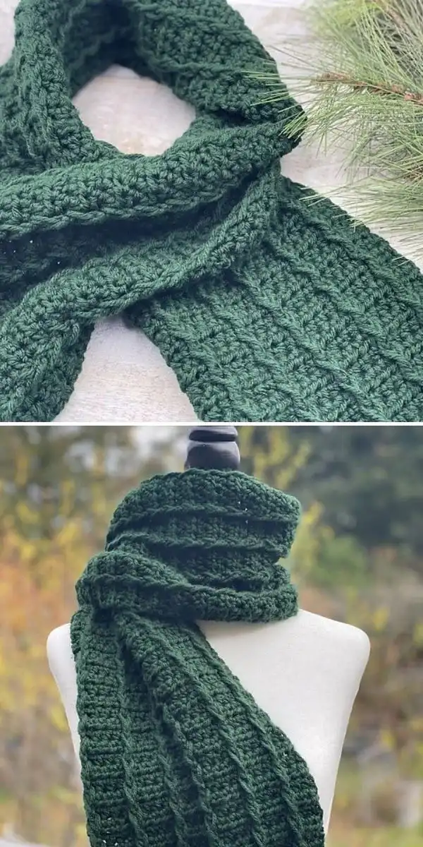 A modern, oversized crochet super scarf made with chunky yarn and a sophisticated interpretation of the granny stitch, for the Color Pop Super Scarf.