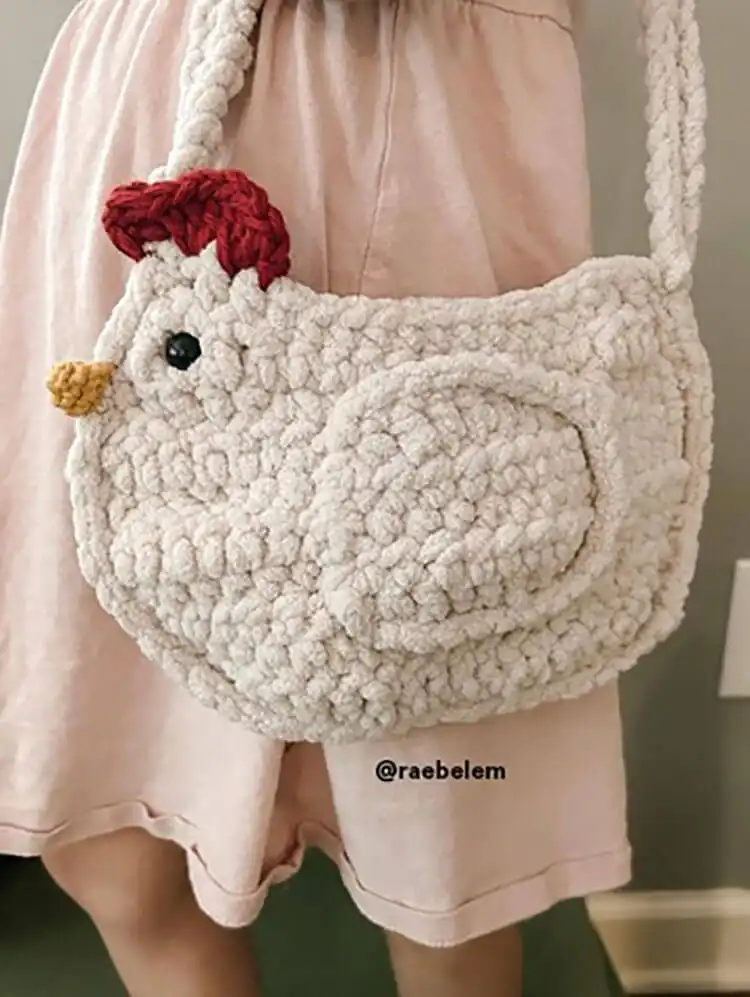 Whimsical Chicken Purse with comb and wattle details