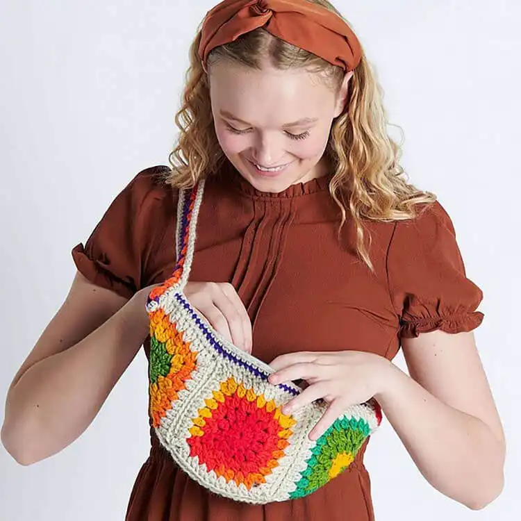 Granny Fanny Bag with bright retro-colored granny squares