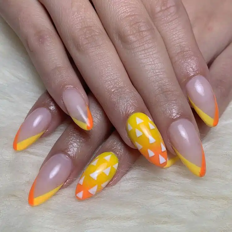 23 Anime Nail Designs to Show Your Love for Anime and Manga - Jujutsu Kaisen Sukuna 21 Giyu Tomioka Water Hashira nails featuring elegant water ripple effects and gradient blue colors.
