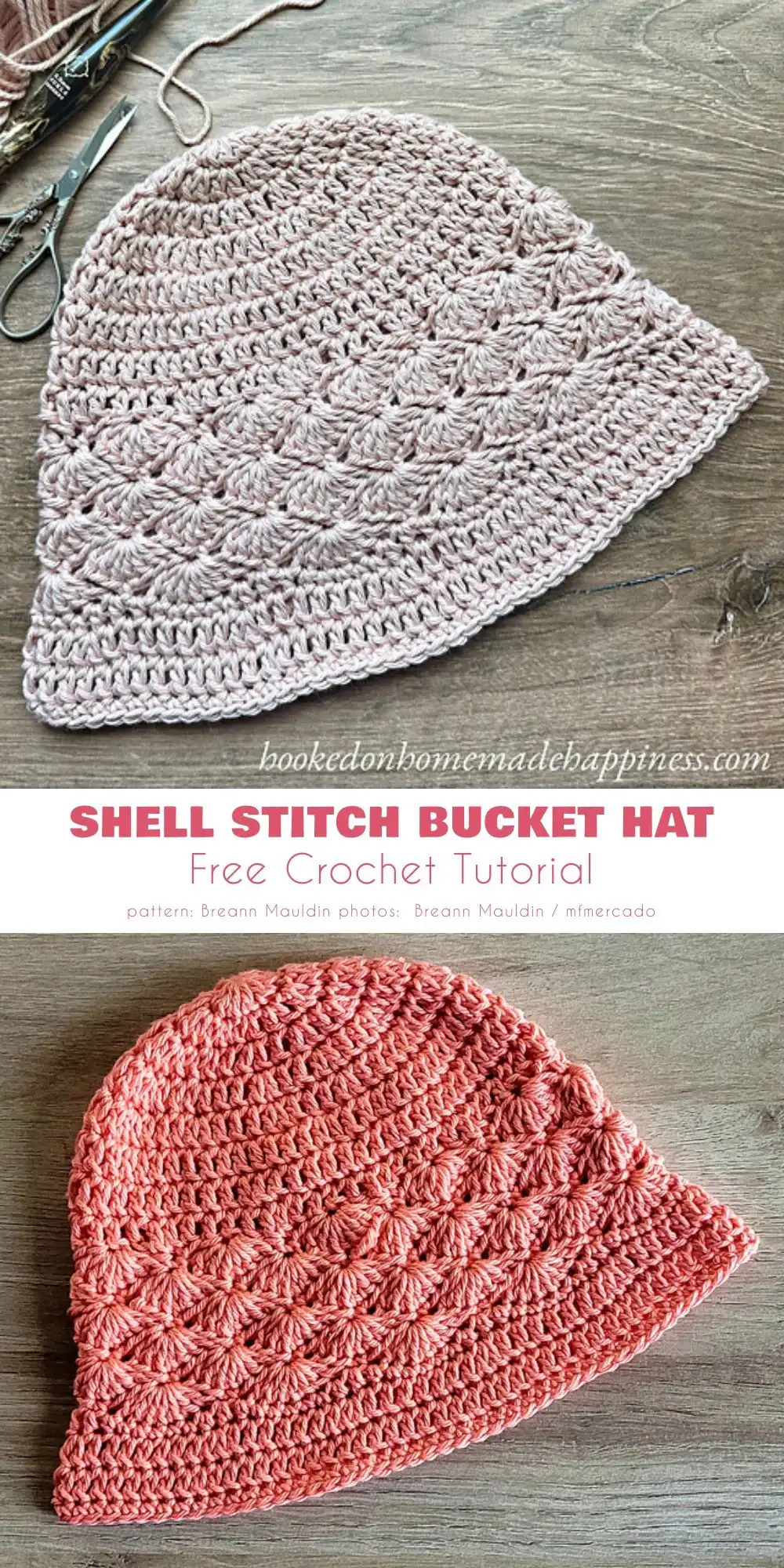 A charming pastel crochet bucket hat in shades of lavender and mint