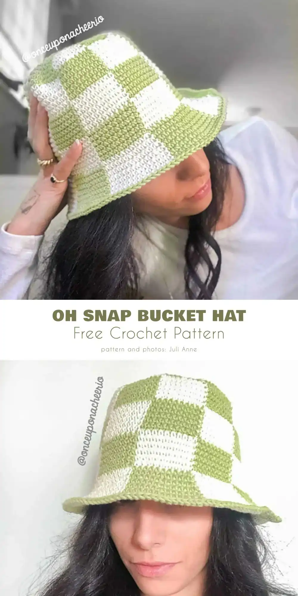 A stylish striped boho crochet bucket hat in earthy tones, using half double crochet