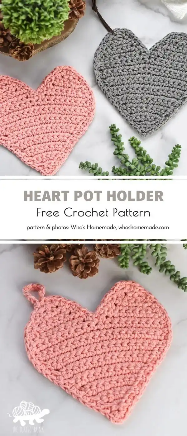 A hand gently holds a 3D heart granny square crochet piece, with similar colorful squares and yarn balls in the background. Text reads '3D Heart Granny Square Free Crochet Pattern.'