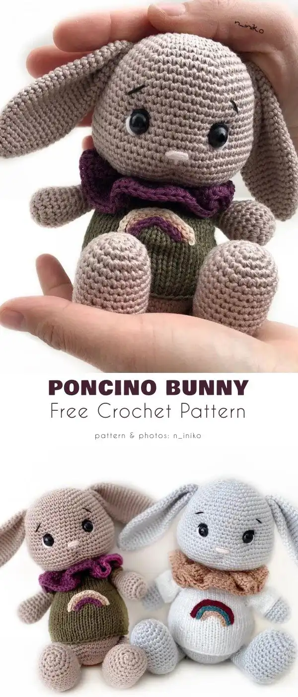 Rose the rabbit free crochet pattern, a beautifully detailed amigurumi bunny.