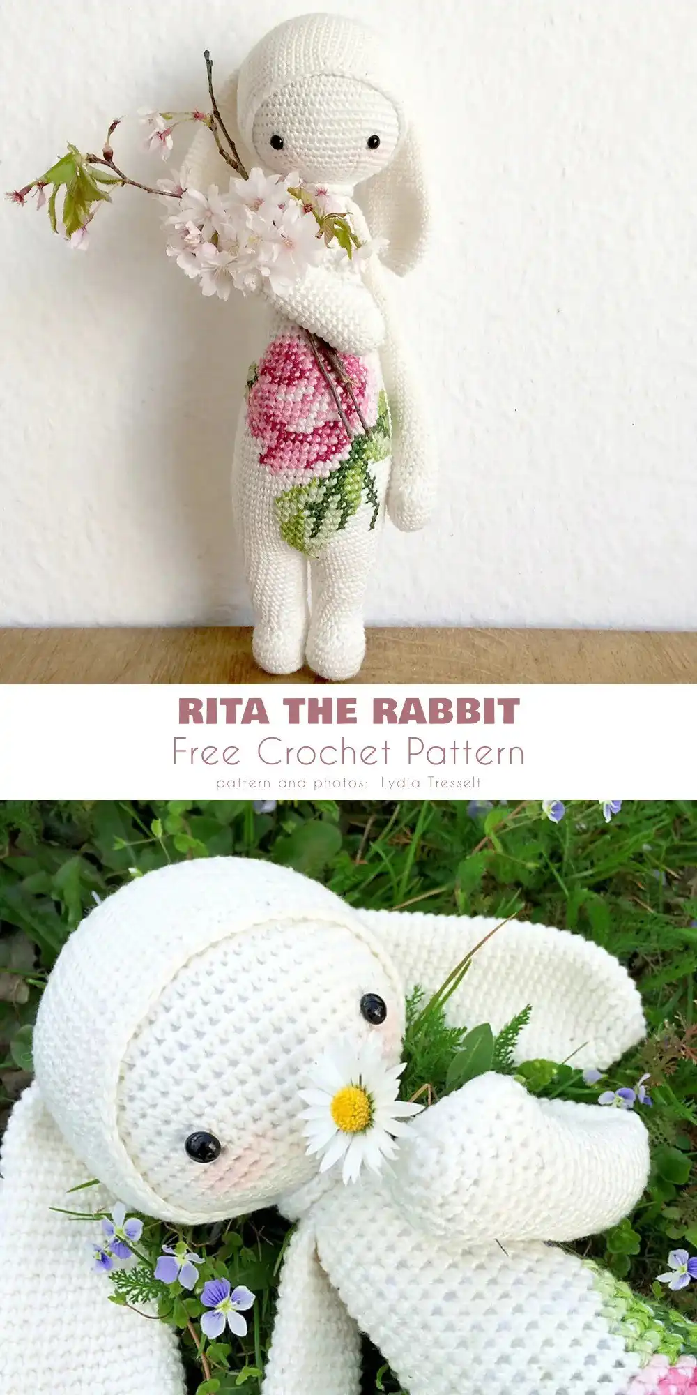 A unique cube bunny rabbit crochet pattern, a modern twist on the classic bunny.