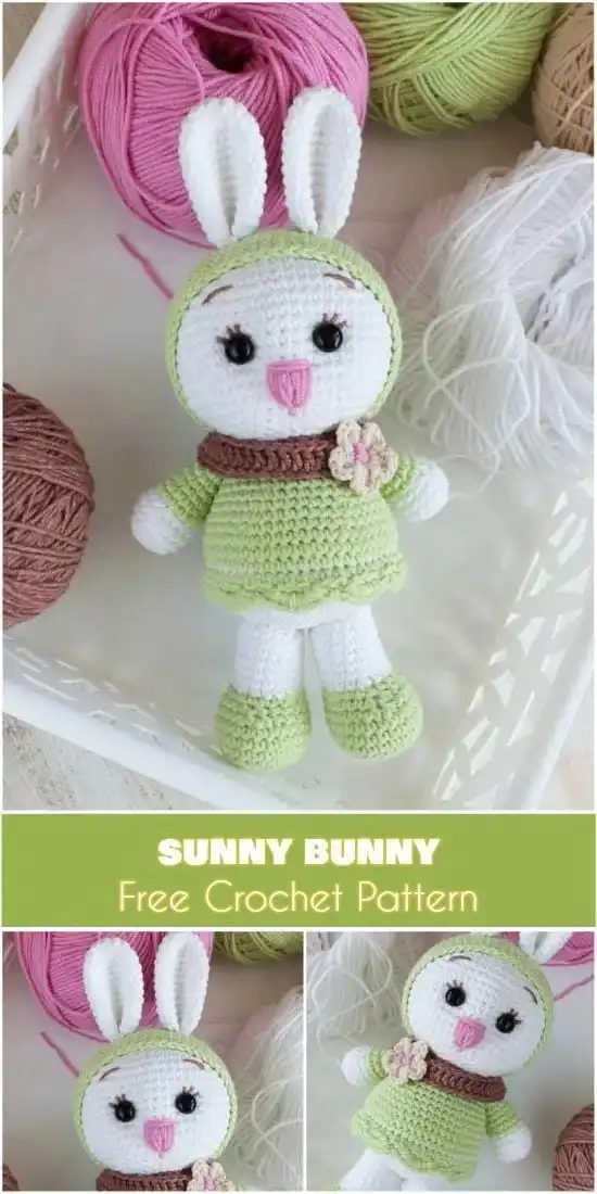 A charming Poncino bunny crochet pattern, known for its plump and endearing shape.