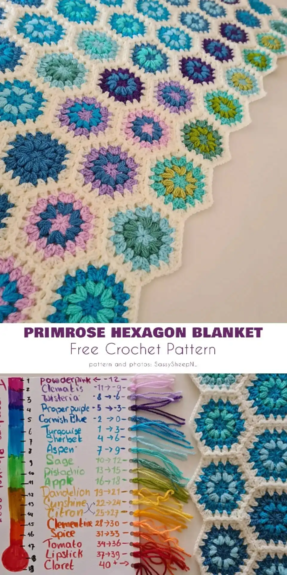Frida’s Flowers Afghan, a collection of colorful crocheted flowers arranged on a dark background, inspired by Frida Kahlo