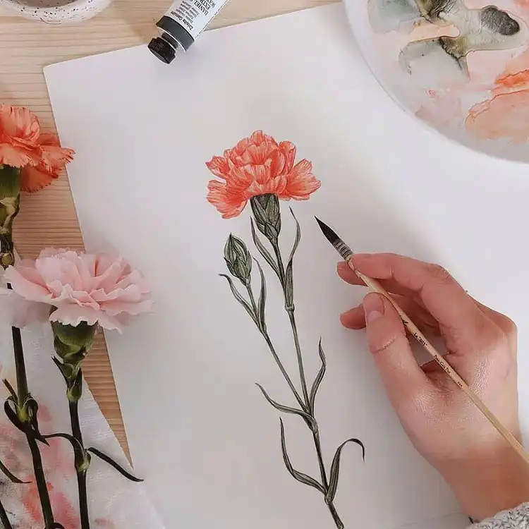 Striking pink and red watercolor flowers, ideal for practicing vibrant color transitions within 25 Watercolor Flower Ideas for Beginners.