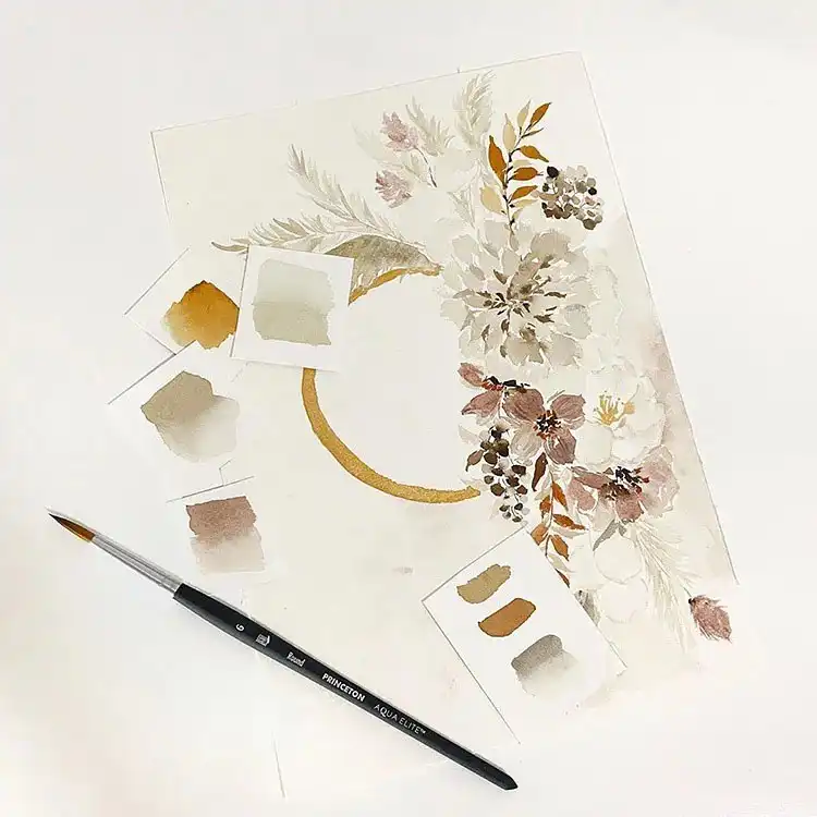 A vintage-style watercolor floral painting on canvas, perfect for creating elegant home decor from 25 Watercolor Flower Ideas for Beginners.