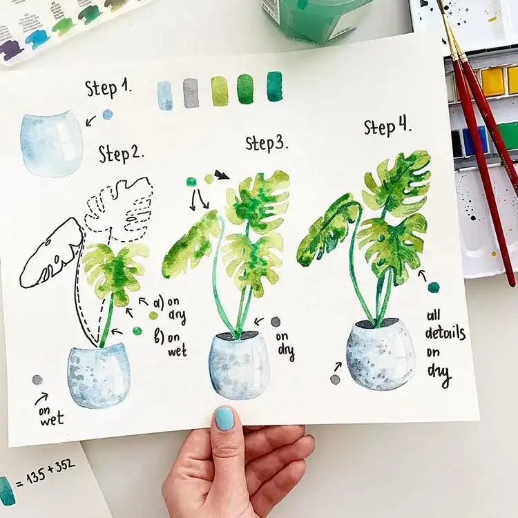 A unique combination of pink and blue watercolor flowers, inspiring creative color palettes for 25 Watercolor Flower Ideas for Beginners.
