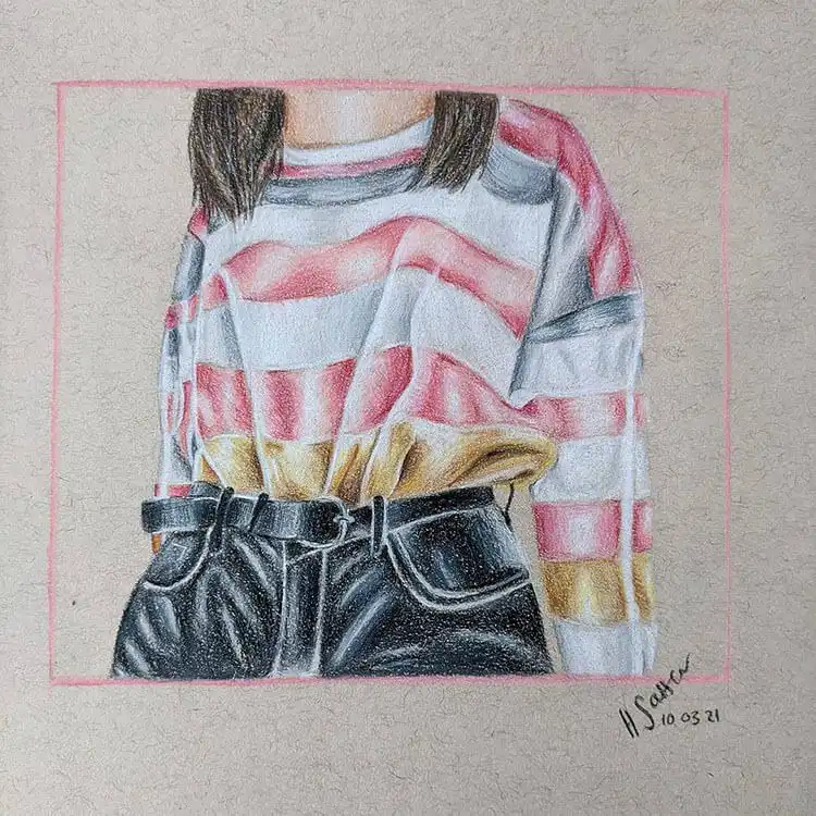 Striped sweater for a woman's outfit drawing, perfect for adding linear detail