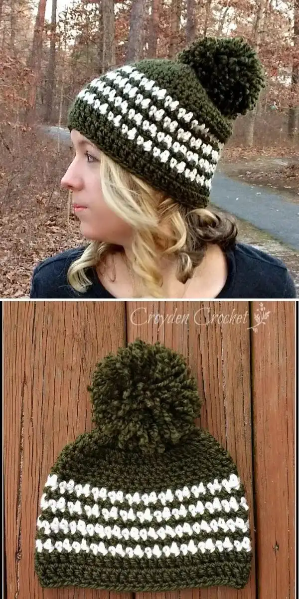 Fair Isle inspired crochet hat displaying intricate tapestry crochet colorwork patterns from 35 Free Crochet Hat Patterns.