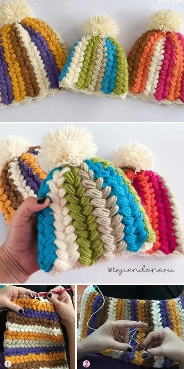 Lightweight lacy summer crochet beanie in cotton yarn, perfect for warmer weather from 35 Free Crochet Hat Patterns.