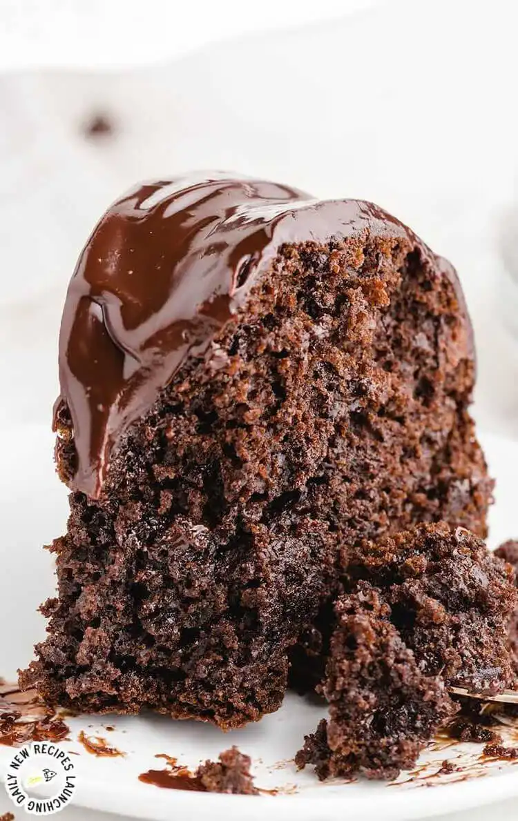 A decadent Chocolate Brownie Bundt Cake, with a rich chocolate glaze.
