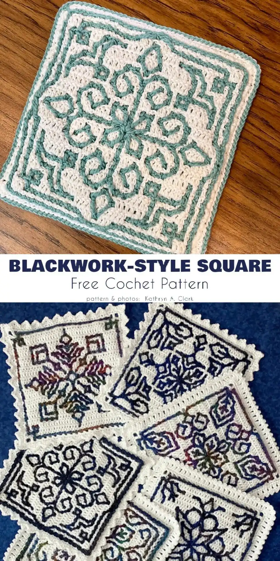 Blackwork-Style Square crochet pattern, featuring solid design and rounded corners.