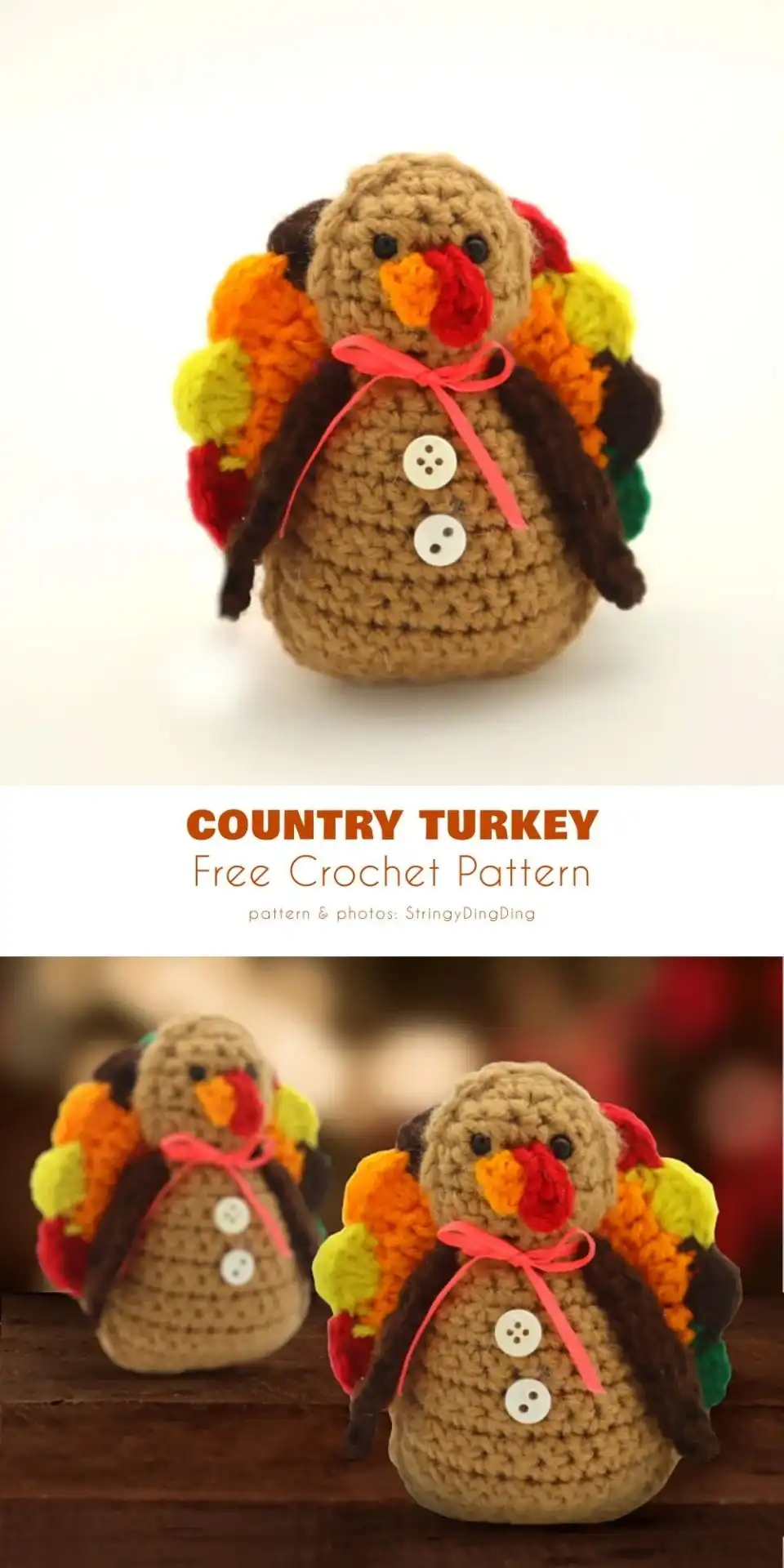 5 Best Amigurumi Turkey Toy Free Crochet Patterns 6 A colorful Crochet Turkey amigurumi pattern with a vibrant fanned tail, ideal as a toy or decor