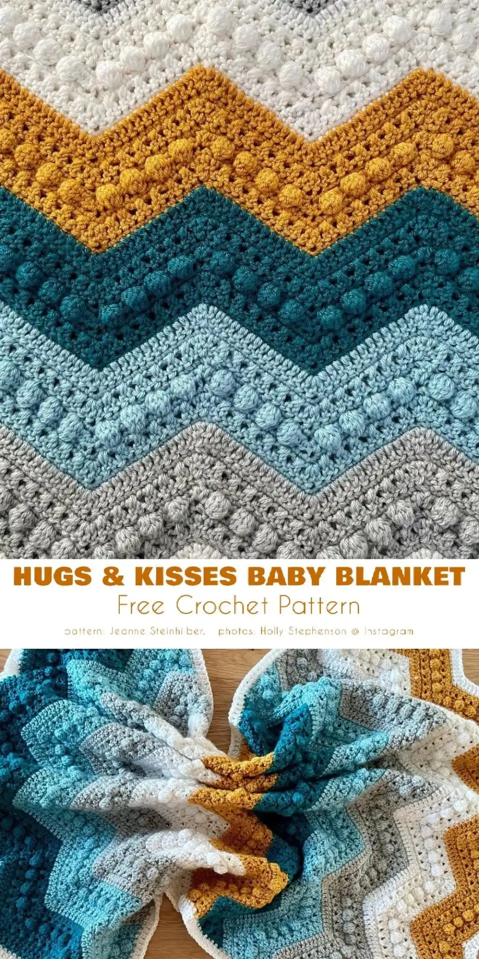 Soft textured crochet baby blanket with subtle XOXO patterns in a monochrome shade, emphasizing tactile appeal.