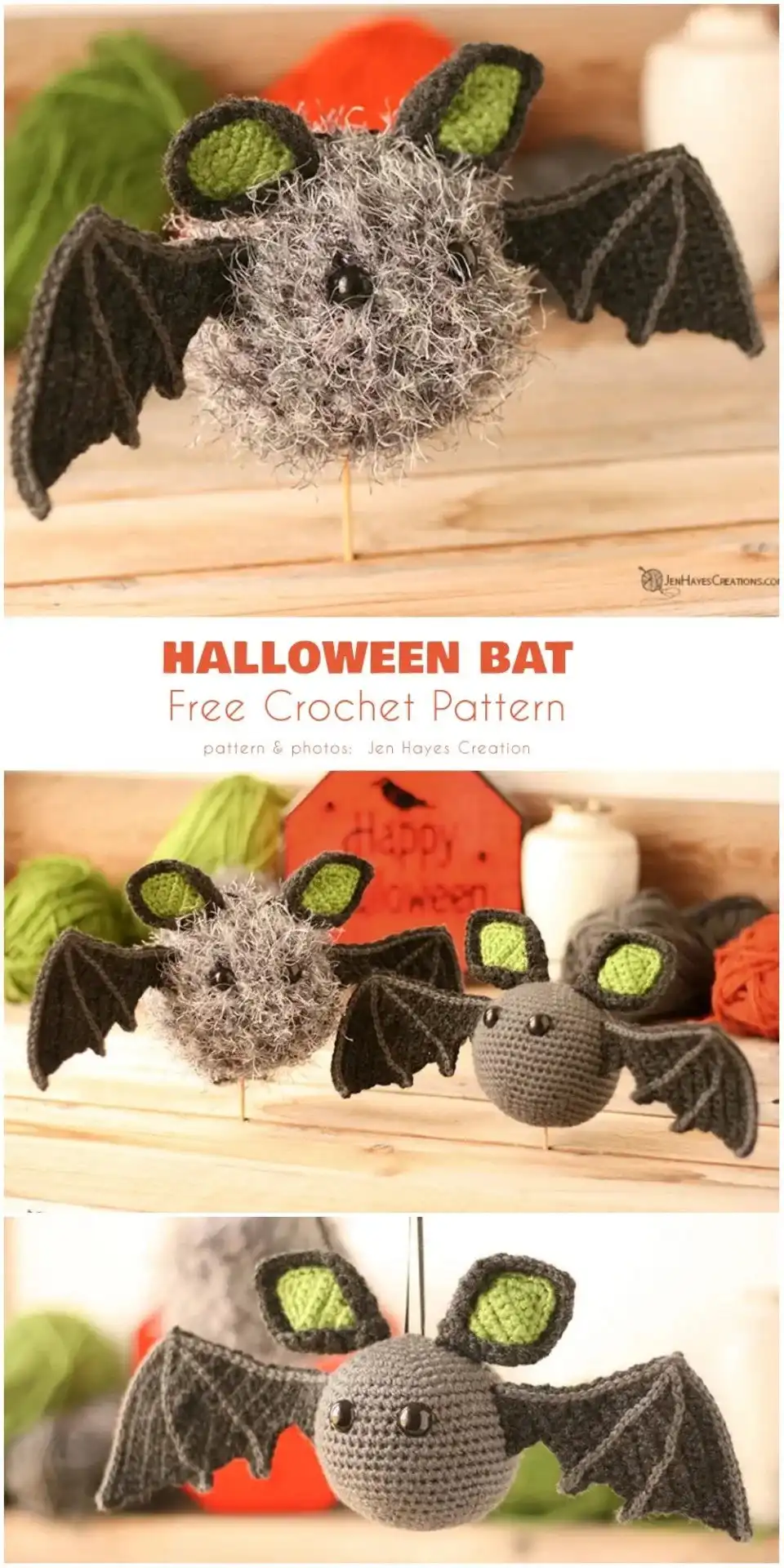 Minimalist black Midnight Shadow Bat Amigurumi with pointed ears and simple white eyes.