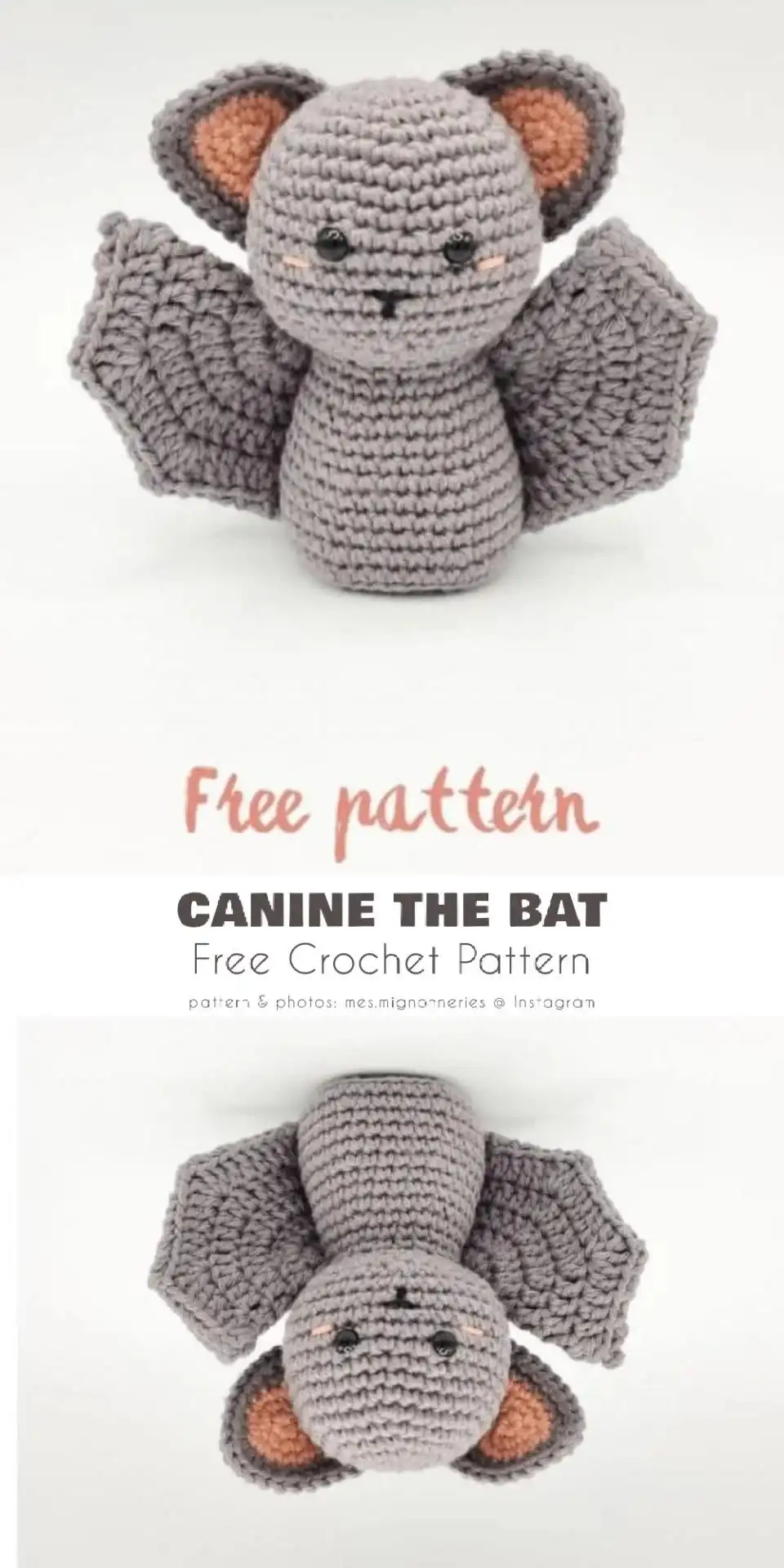 Adorable Spooky Sweet Bat Amigurumi with a plump body and oversized, cute ears.