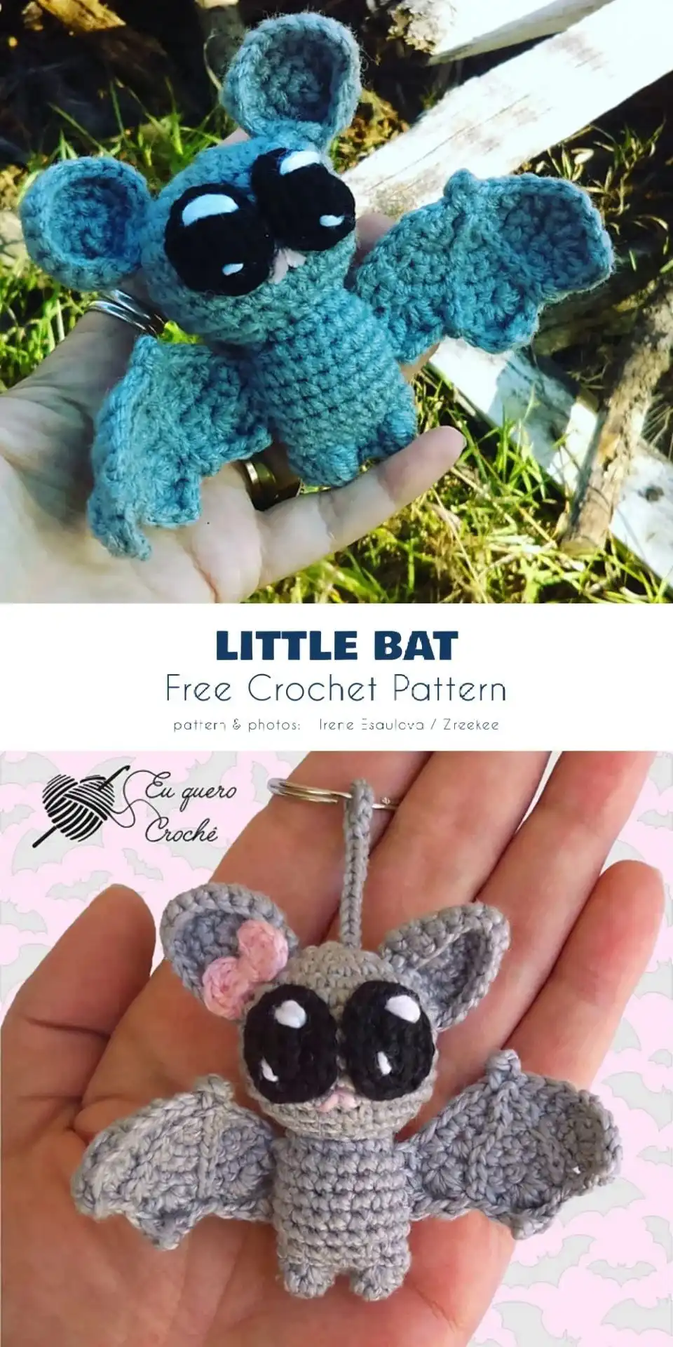 Small Little Bat Keychain Amigurumi in a vibrant color, ready to be attached to keys or bags.