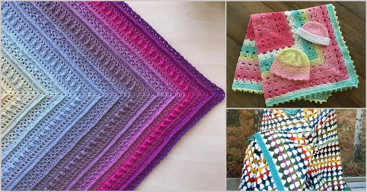 A collection of 5+ Vivid Square Baby Blanket Ideas and Free Crochet Patterns displayed together.