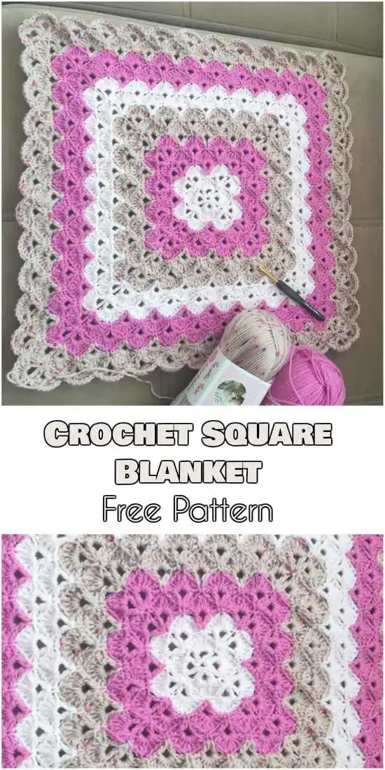 An enchanted forest motif crochet baby blanket with cute woodland creature appliqués.