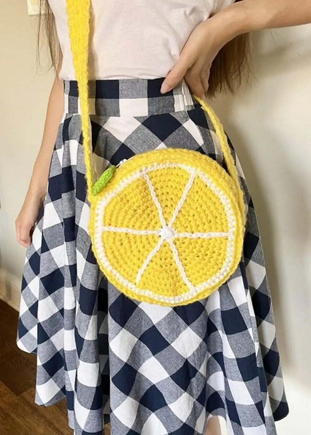 7 Crochet Lemon Heart Crossbody Bag ideas 5 Whimsical citrus slice wedge crossbody bag with segment appliqués