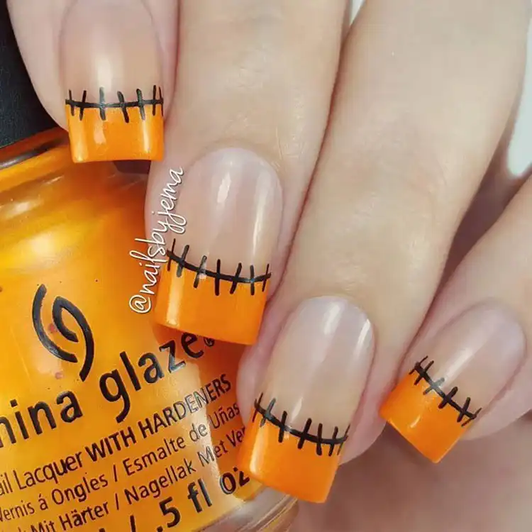 Acrylic Fall Coffin Nails with Orange and Brown Polish with Glitter 22 Long Acrylic Coffin Nails featuring glitter and matte finishes, a gorgeous and versatile fall look