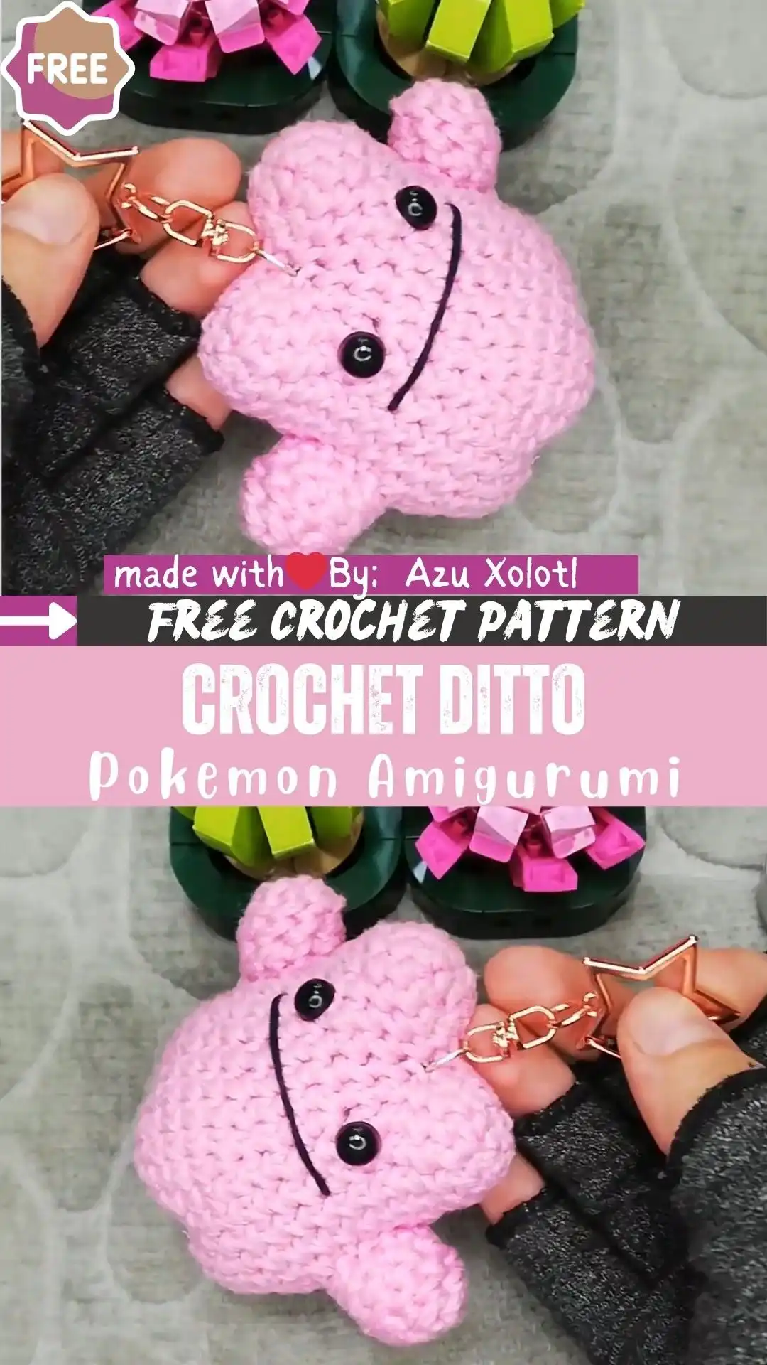 Adorable Free Crochet Ditto Pokemon Amigurumi Patterns Collection 7 A Touching Crochet Pokemon Dream Amigurumi Pattern with gentle curves and an imaginative design.
