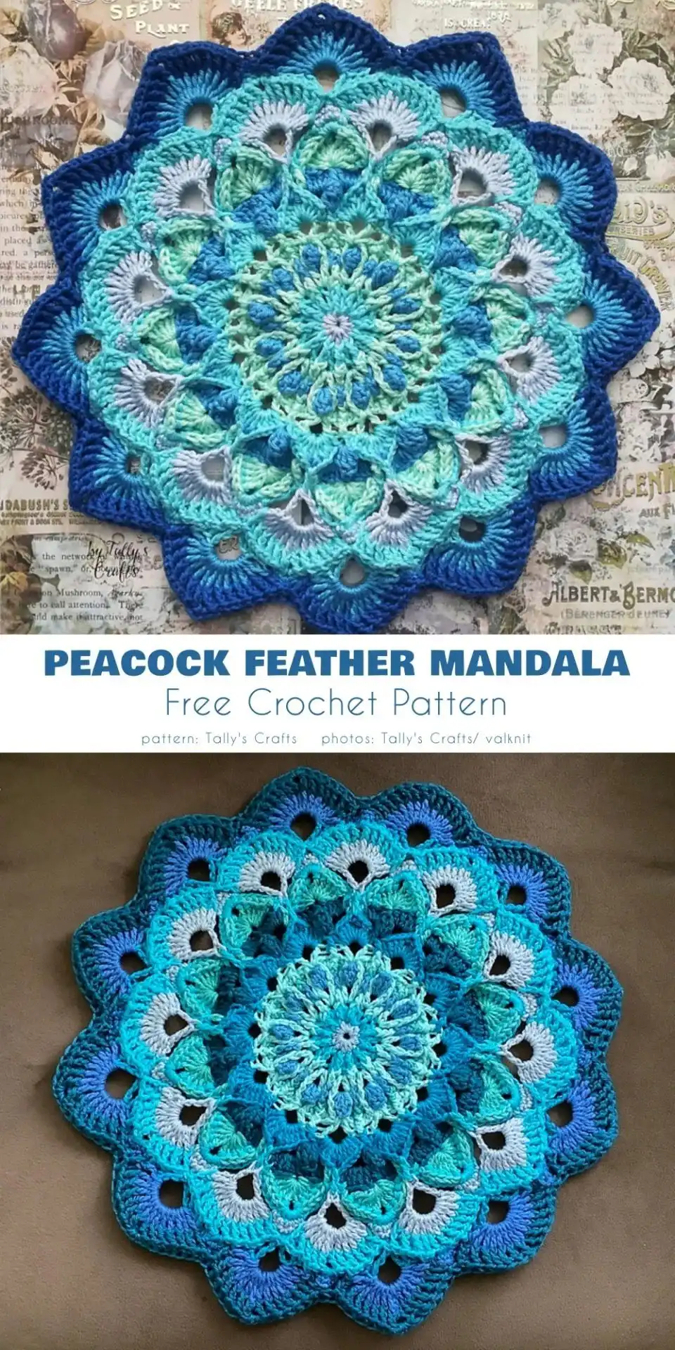 Close-up detail of crochet stitches and yarn colors in an Afghan In Peacock Hues Free Crochet Patterns design