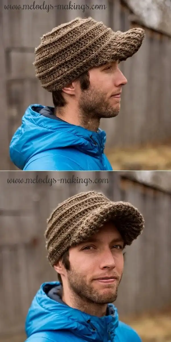 A grey beanie with a smooth crown and a distinctly textured brim, showcasing material contrast.