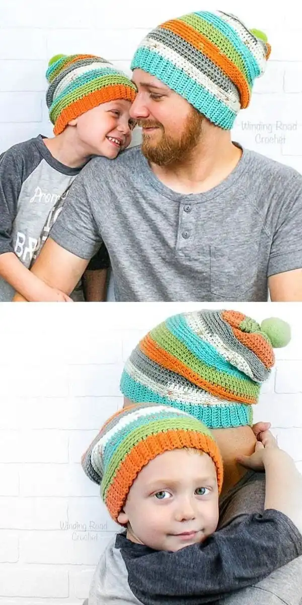 A green basketweave crochet beanie, highlighting the distinct woven texture.