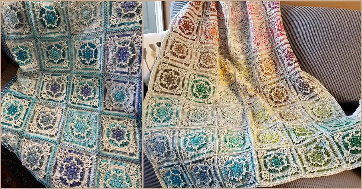 All Shades of Winter Blanket Ideas and Free Patterns featuring a cozy crochet blanket with winter hues