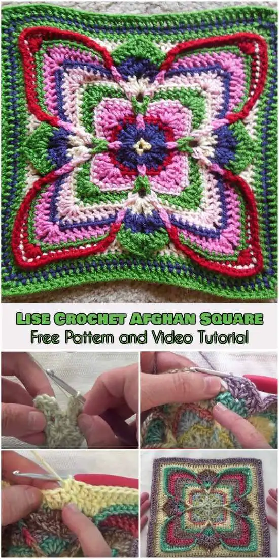 Elegant Lise Crochet Afghan Square with intricate lace patterns and detailed stitch work in a solid color.