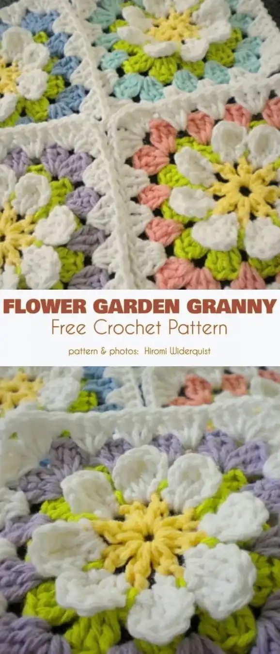 Flower Garden Granny Square, featuring unique 3D flower rosettes that add texture and charm to any project.