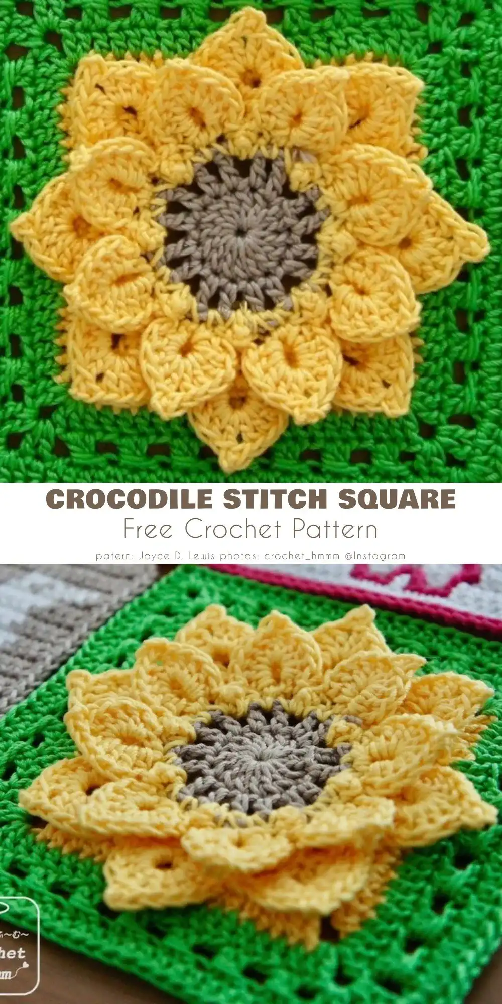 Crocodile Stitch Afghan Block – Dahlia, showing multiple layers of petals creating a realistic 3D dahlia flower.