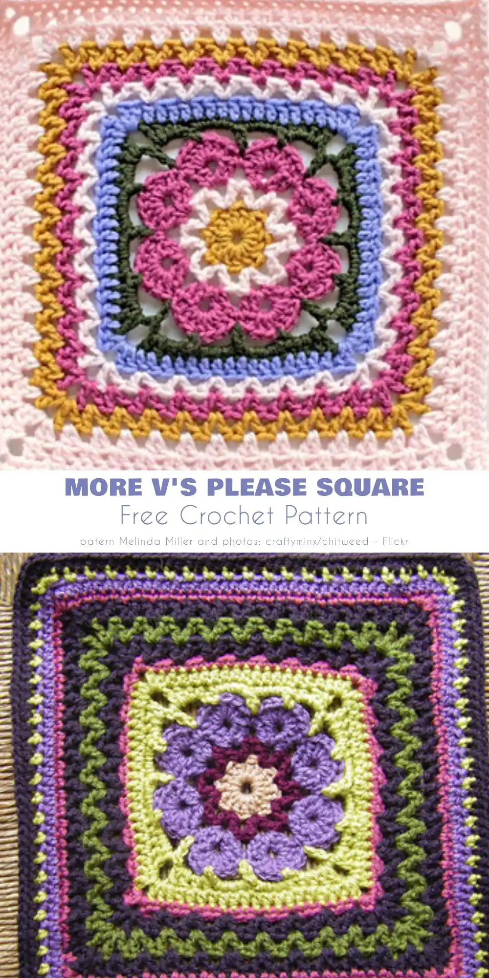 More V’s Please Afghan Square, showing its repetitive V-stitch pattern creating a lovely open texture.