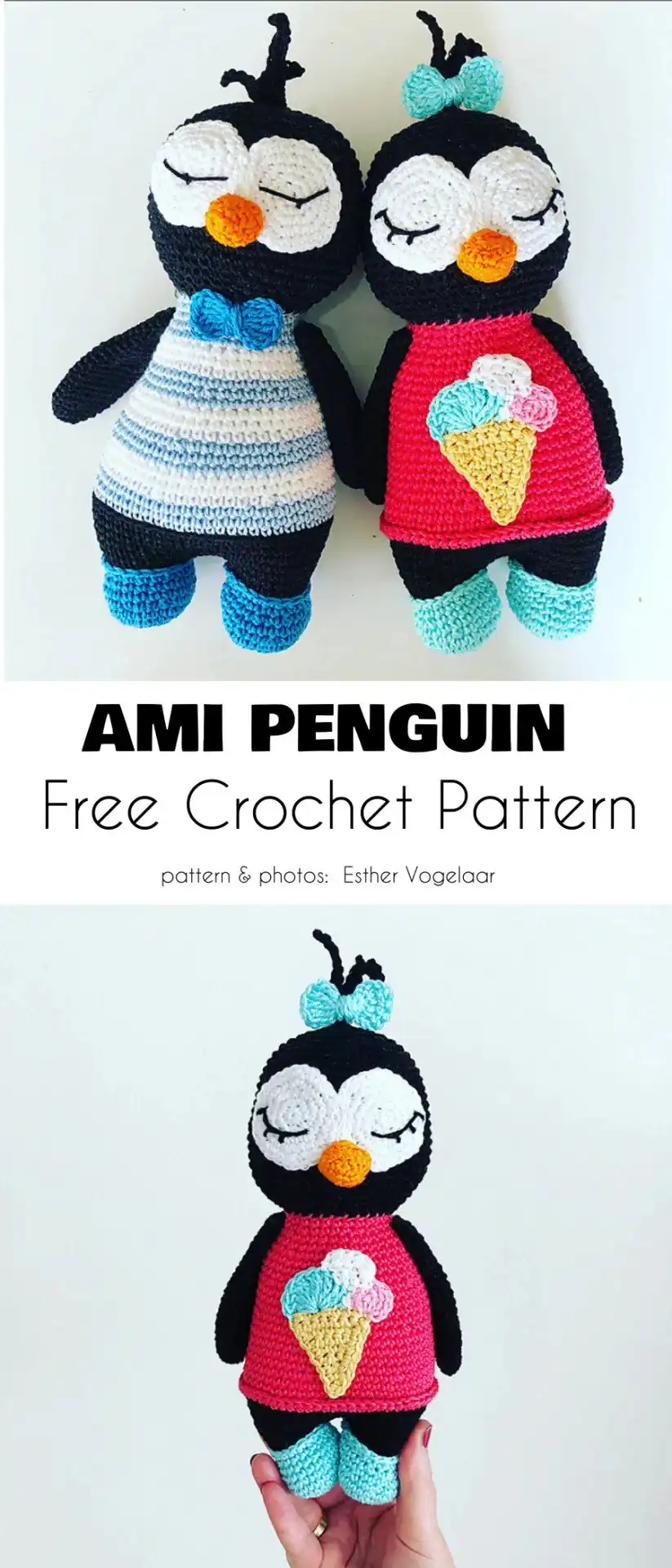Amigurumi Penguin Free Crochet Patterns 3 A classic amigurumi penguin plushie with round eyes and a friendly expression, crocheted in soft yarn.