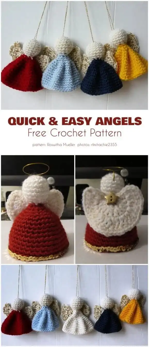 Star-winged angel crochet ornament featuring elegant star shapes integrated into the design.