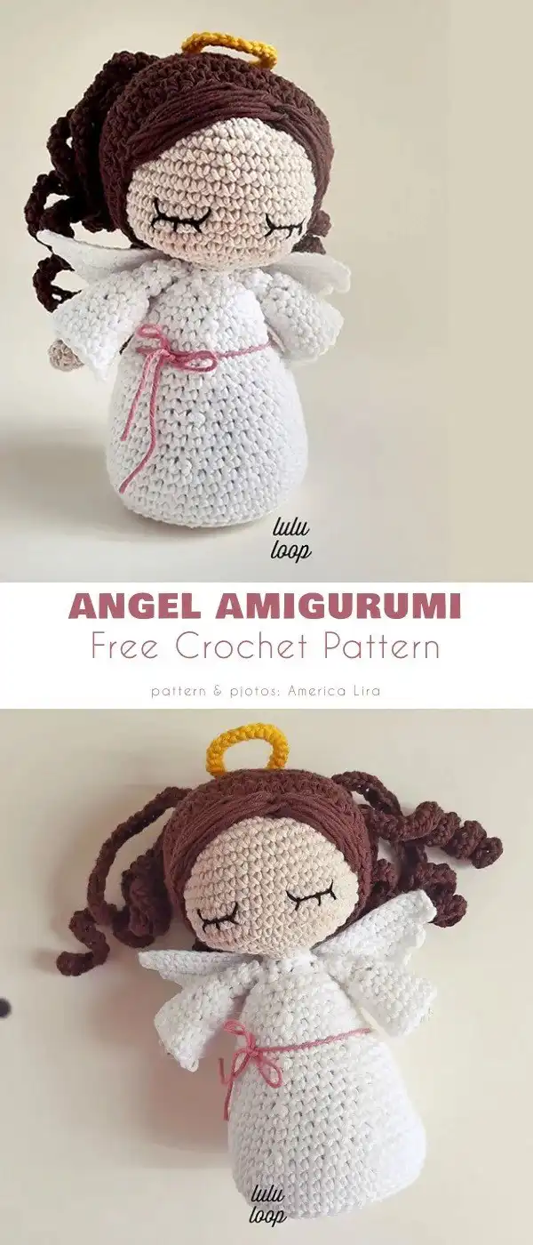 Boho-style angel crochet ornament with natural fibers, fringe, and a rustic, earthy aesthetic.