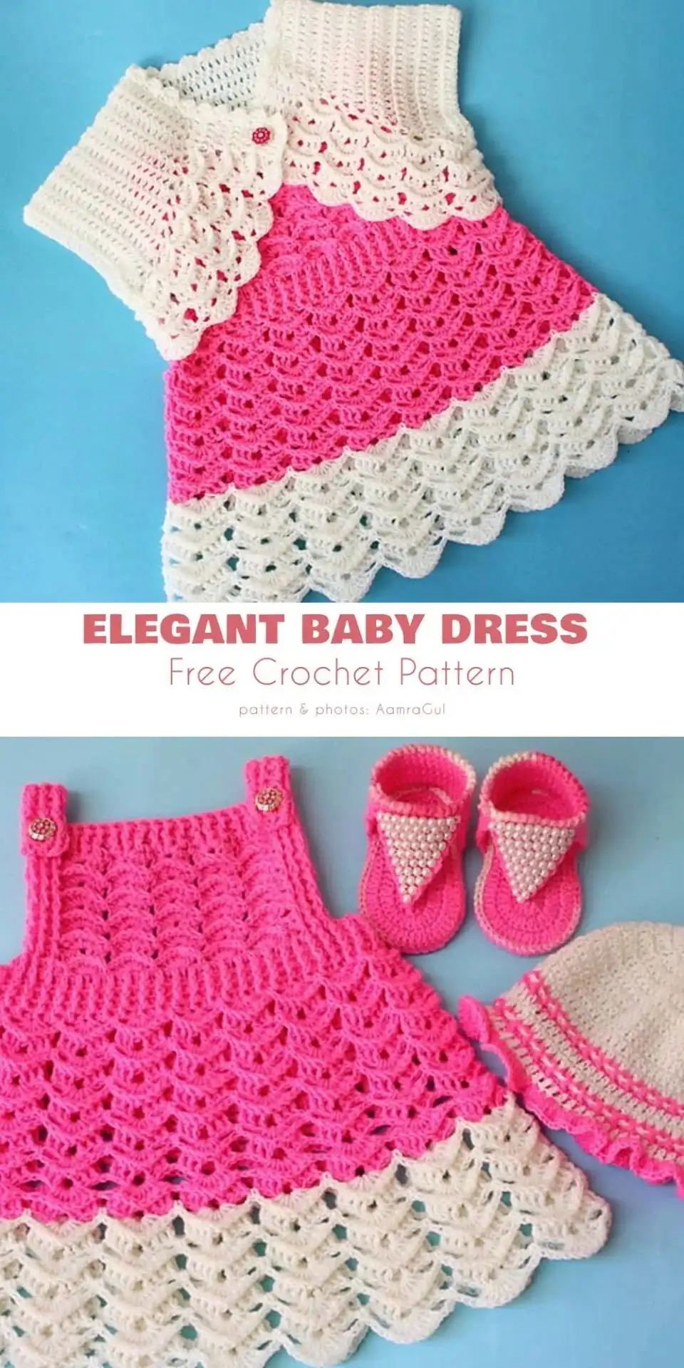 Baby Princess Dress Free Crochet Patterns 3 Full view of 'The Royal Ruffle Dress' for babies, featuring elegant tiered ruffles in a soft pastel yarn, highlighting the detailed crochet work for Baby Princess Dress Free Crochet Patterns.