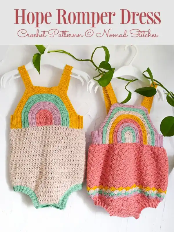 Chic Hope Romper Dress in a delicate shade, combining romper comfort with a dress silhouette, from Baby Romper Free Crochet Patterns & Paid - DIY Magazine