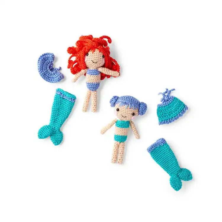Dia and Mia Mermaid amigurumi crochet dolls, two sweet and charming mermaid friends.