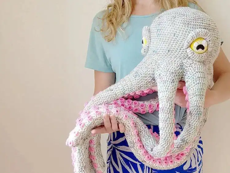 Stunning Apollo the Octopus amigurumi crochet with intricate tentacle details.
