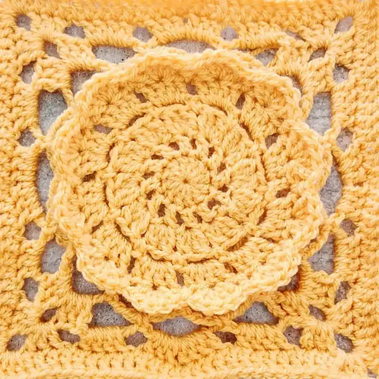 Elegant Buttercup Square crochet design with simple stitches
